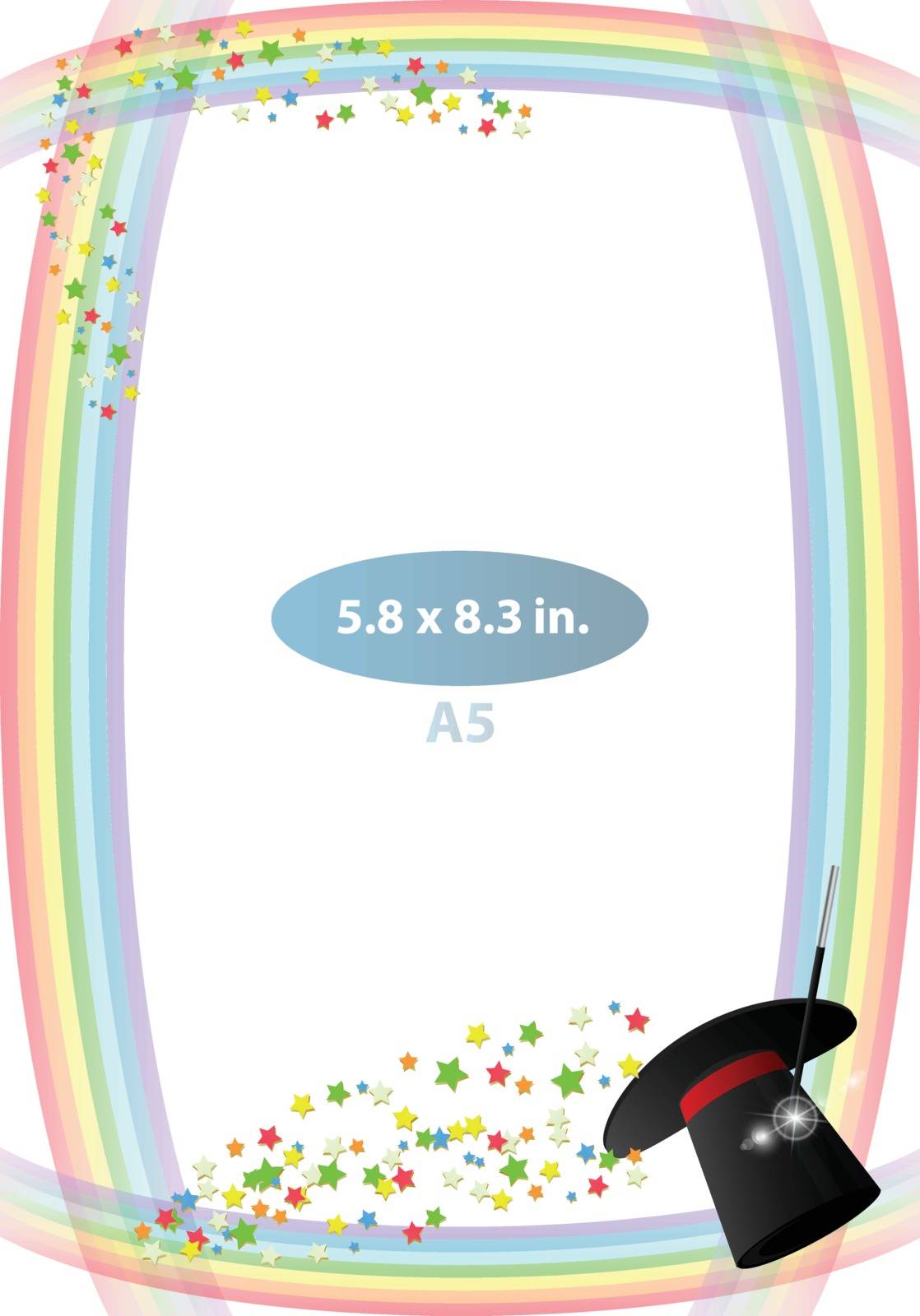 Frame. Vertical orientation. Child. A rainbow, a sorcerer's sneak and a sweet one. Illustration for your design