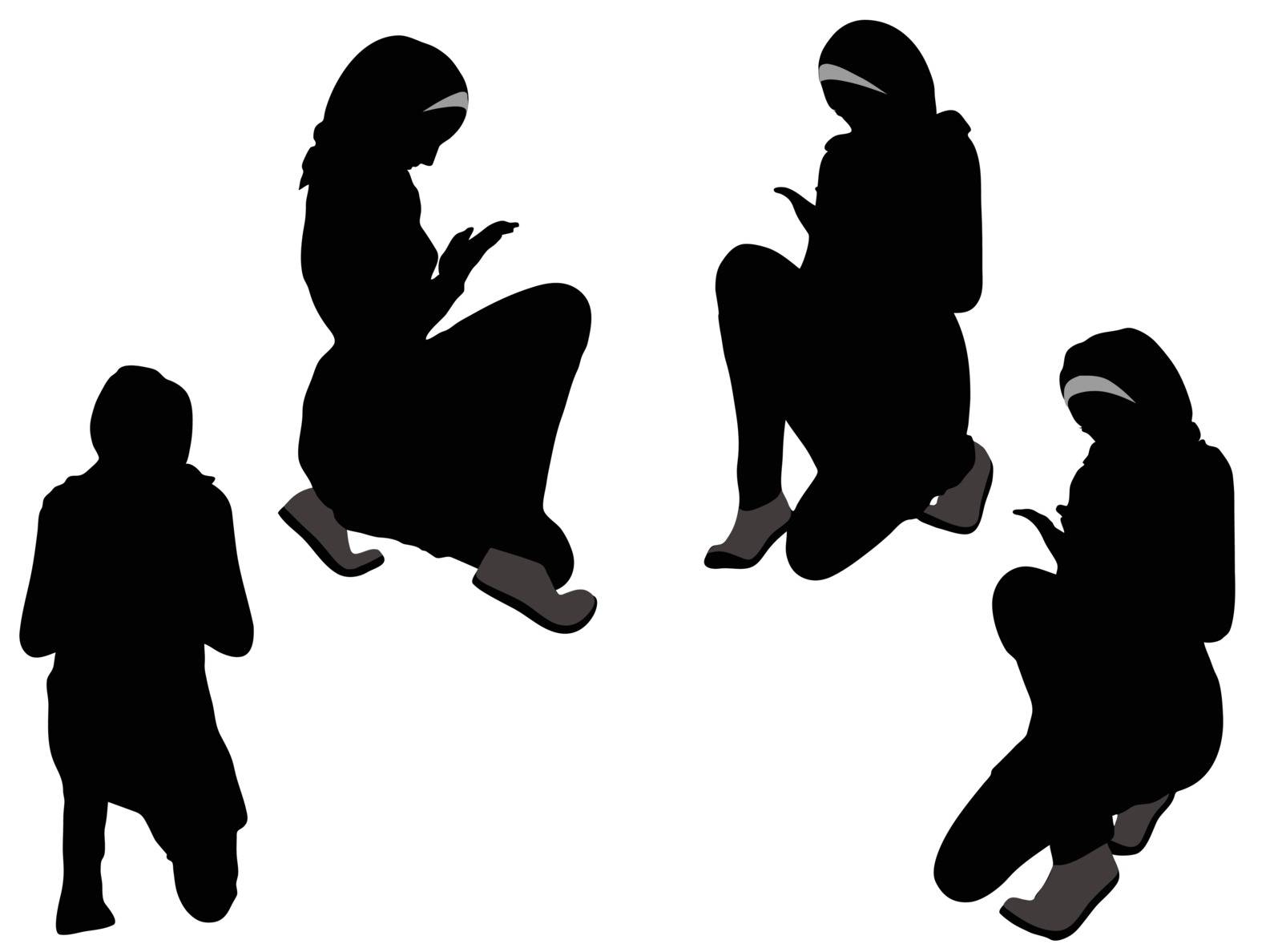 EPS 10 vector illustration of Muslim woman silhouette in pray pose