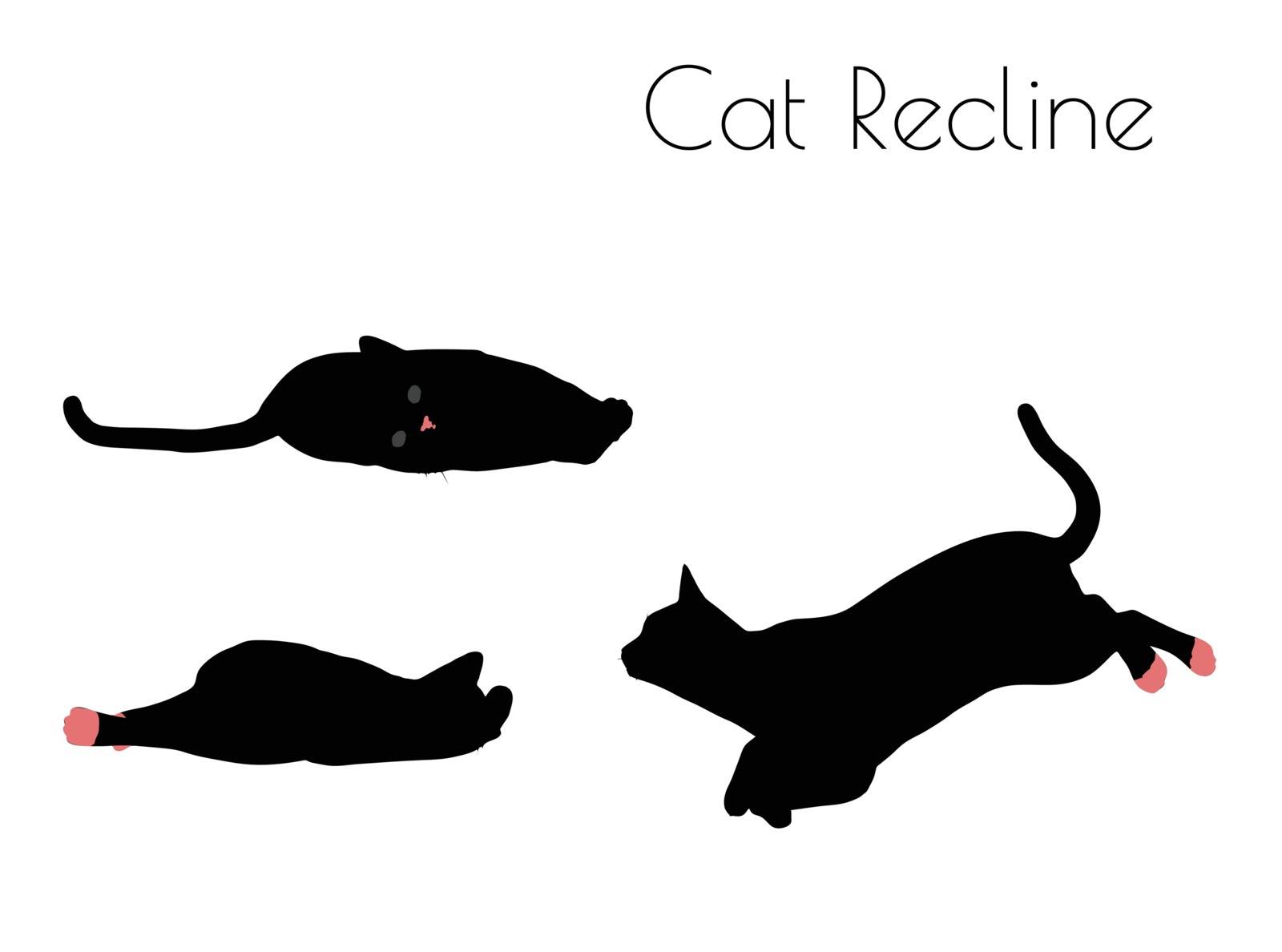 EPS 10 vector illustration of cat silhouette in Recline Pose