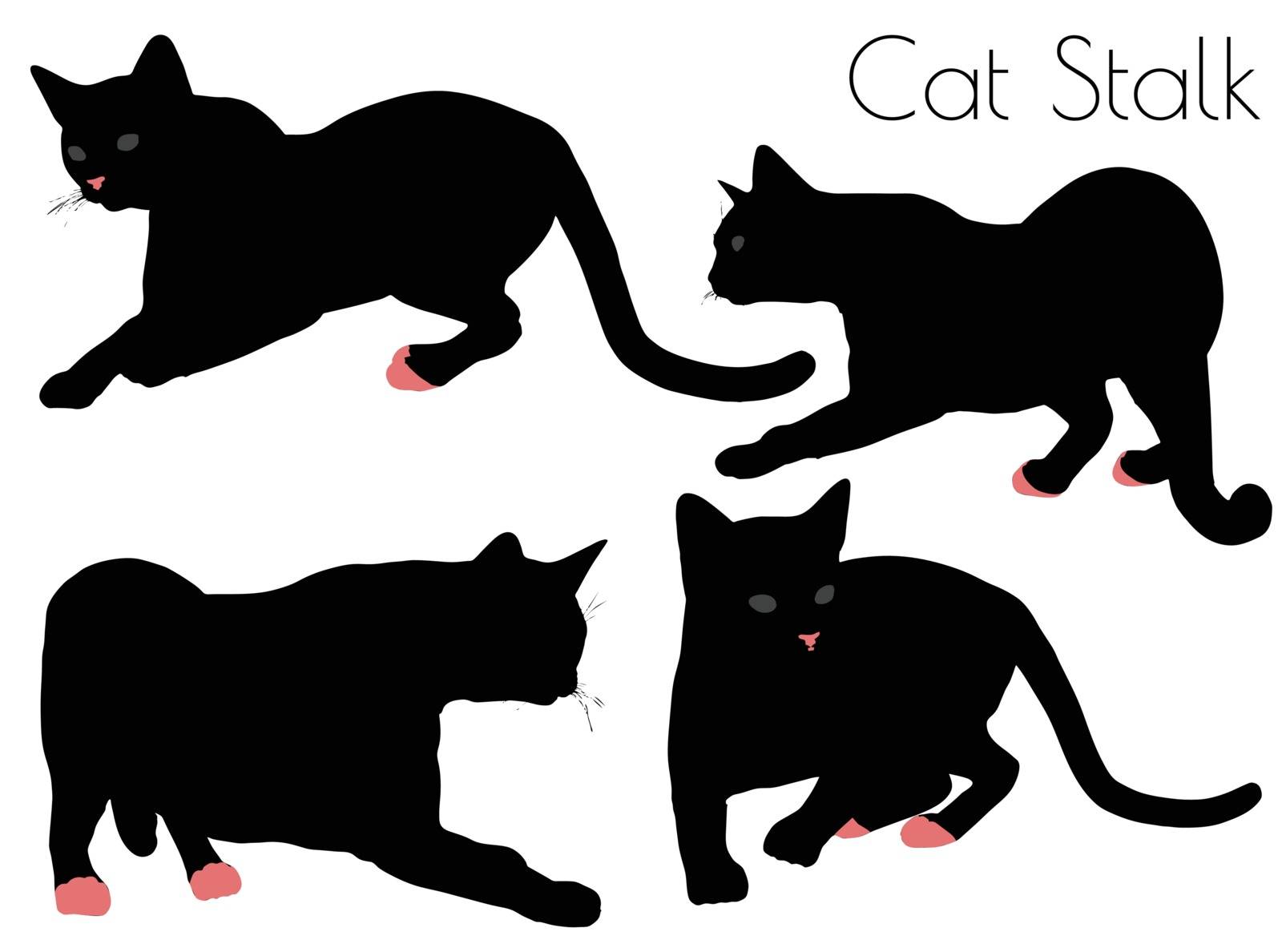 EPS 10 vector illustration of cat silhouette in Stalk Pose
