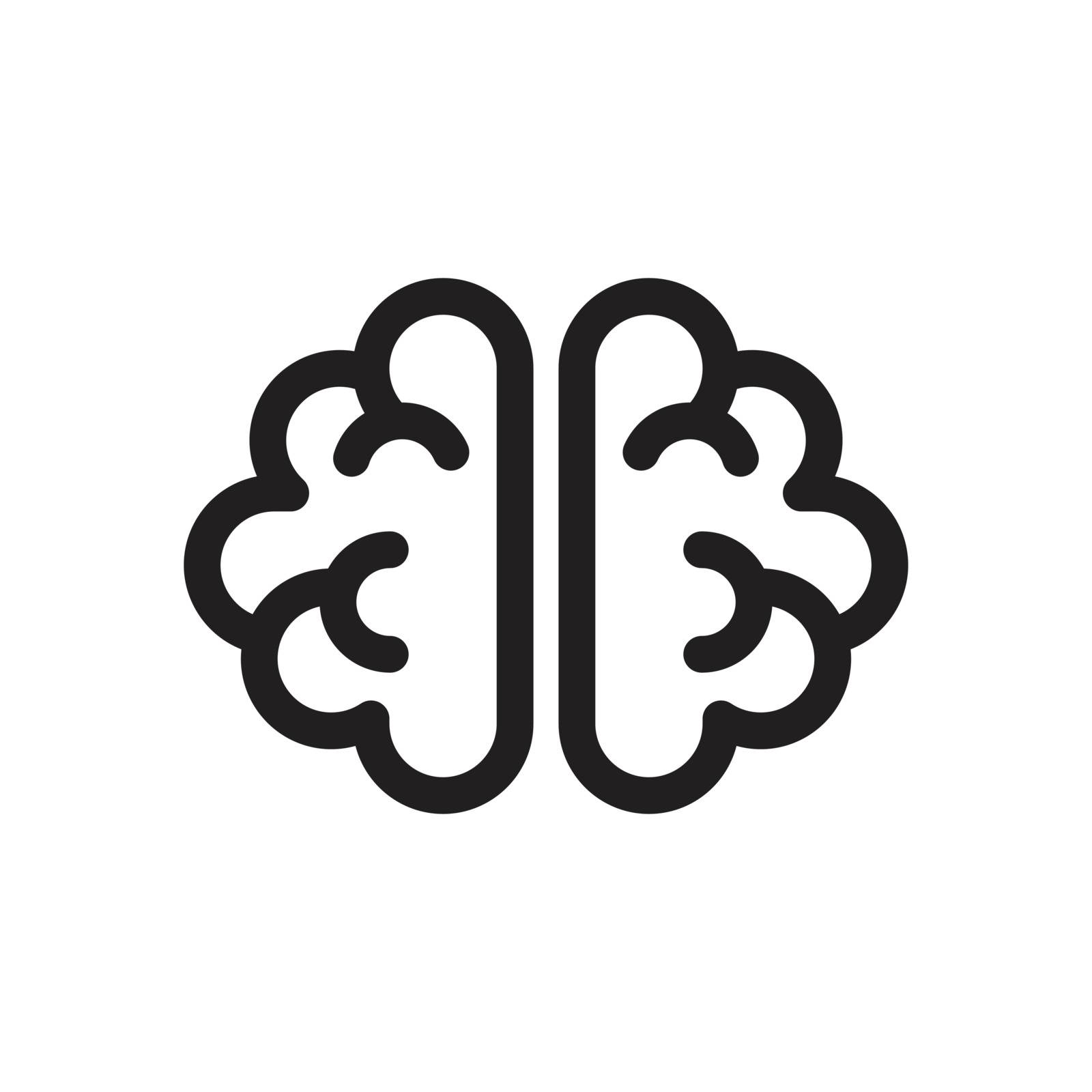 Simple thin line brain icon vector