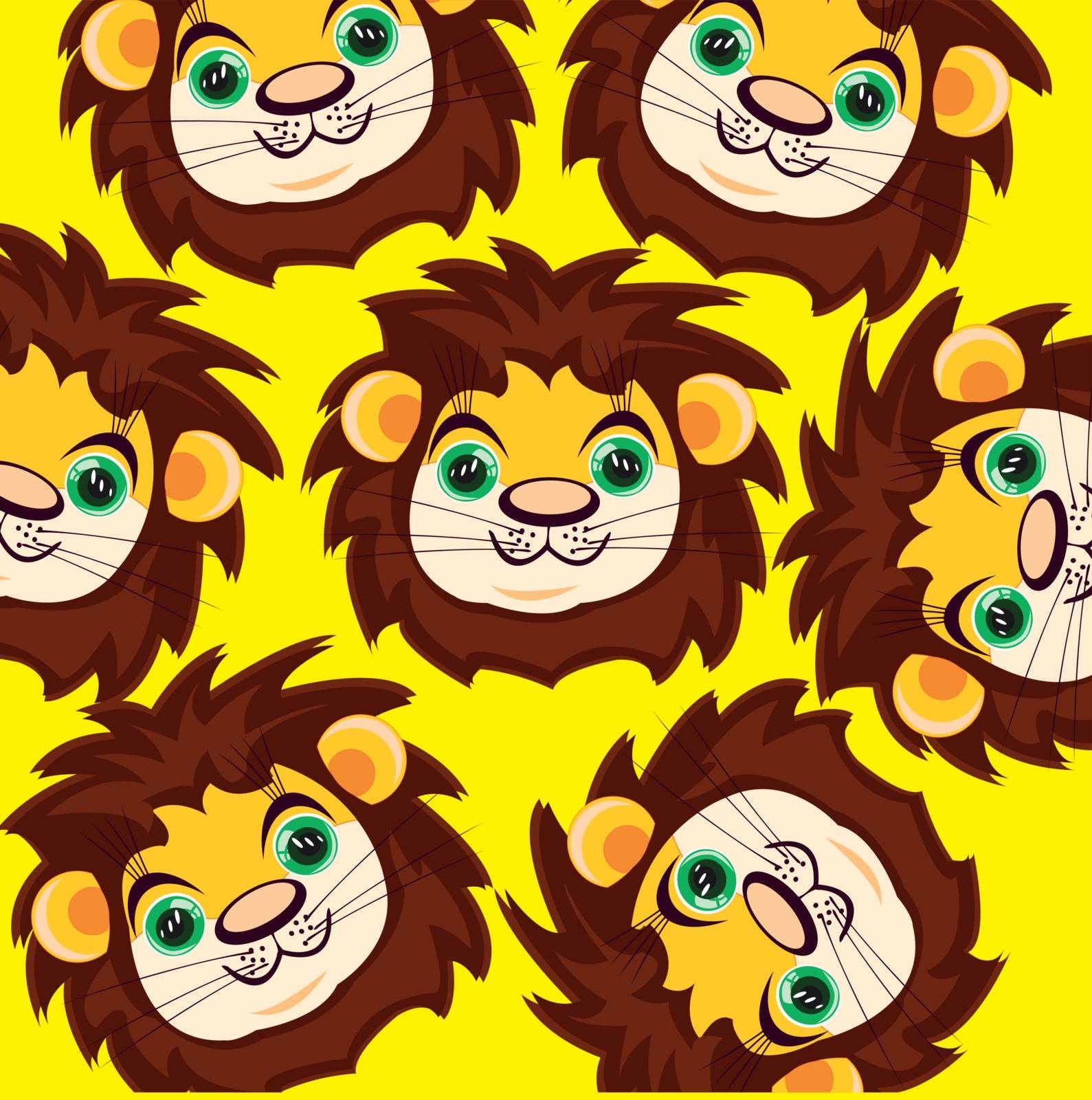 Cartoon lion on yellow background is insulated