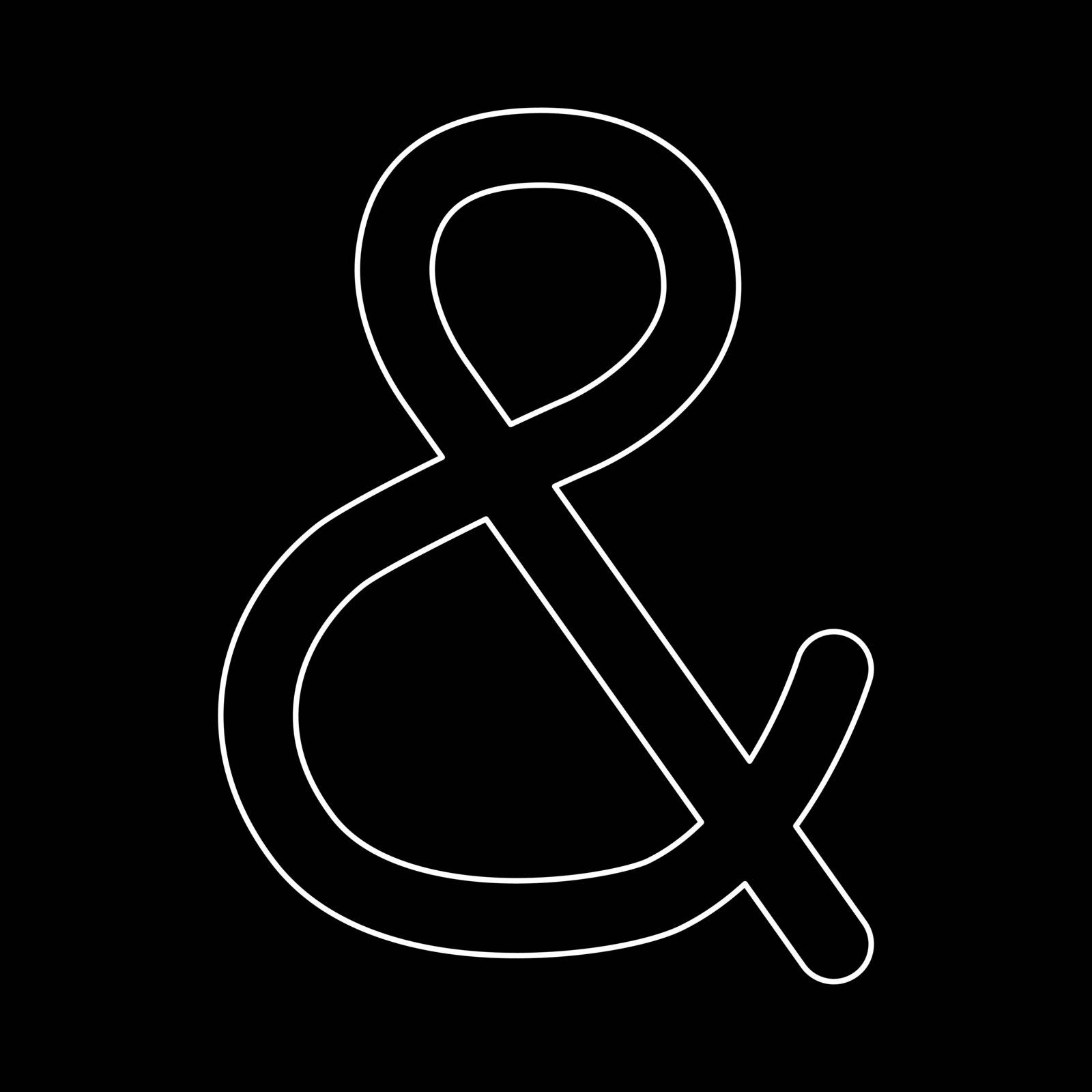 Ampersand white color path icon . by serhii435