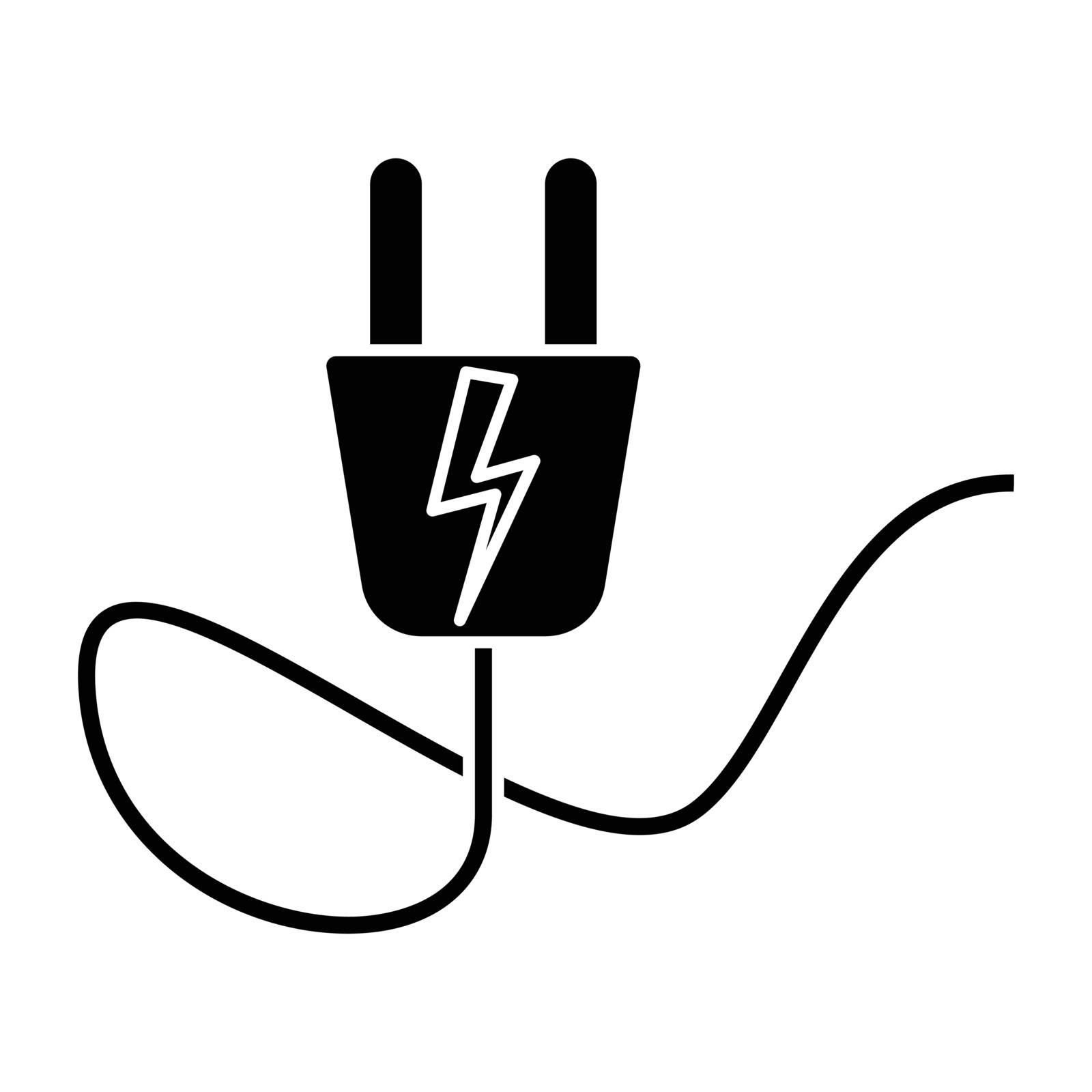 Simple flat black electric plug icon vector