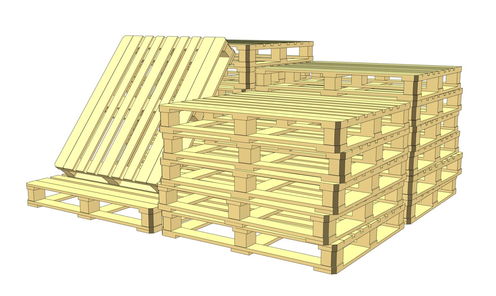 Wooden pallets. Isolated on white. EPS 10 vector format. Vector rendering of 3d