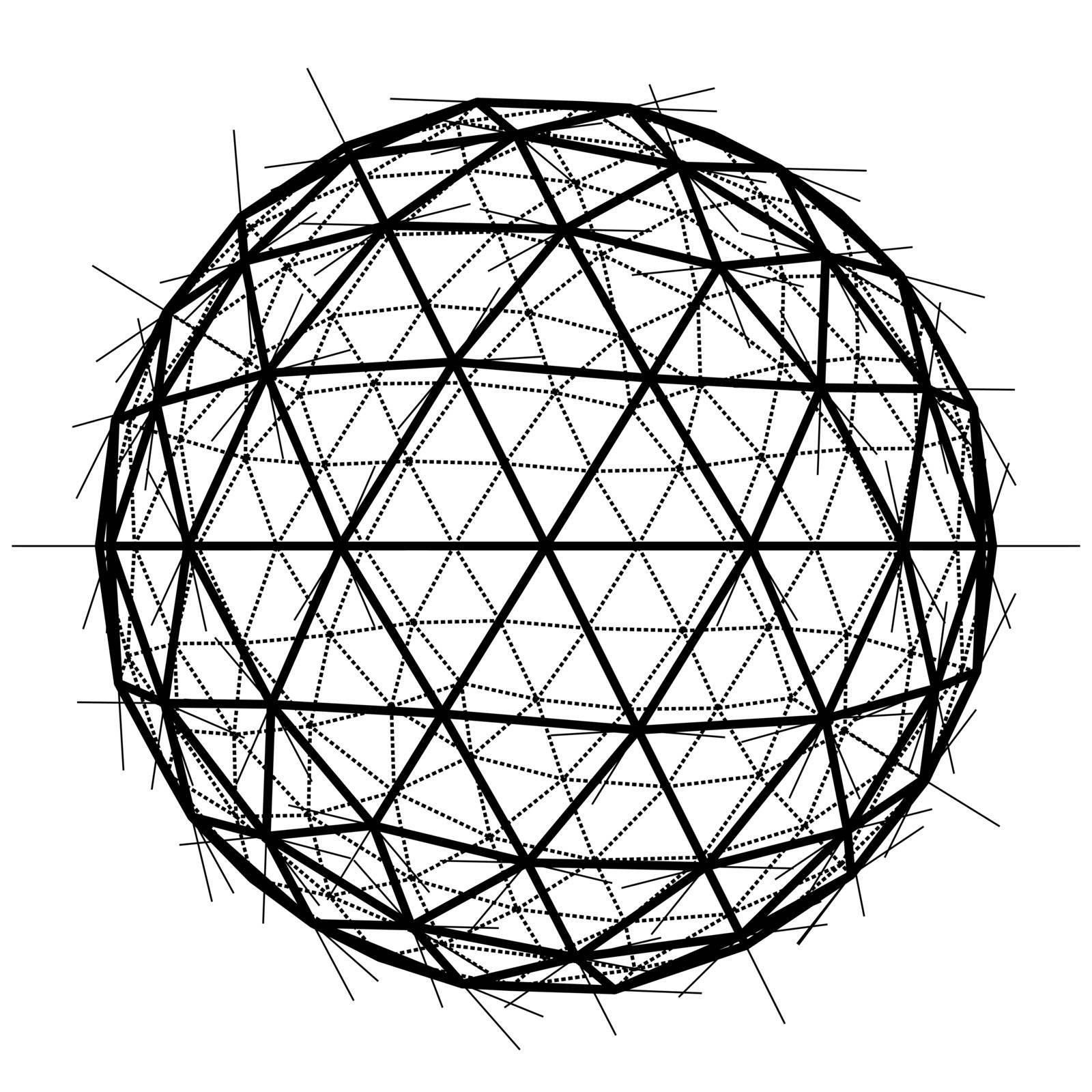 Blueprint of Sphere. Wire-frame style. 3D Rendering Vector Illustration. EPS10 format