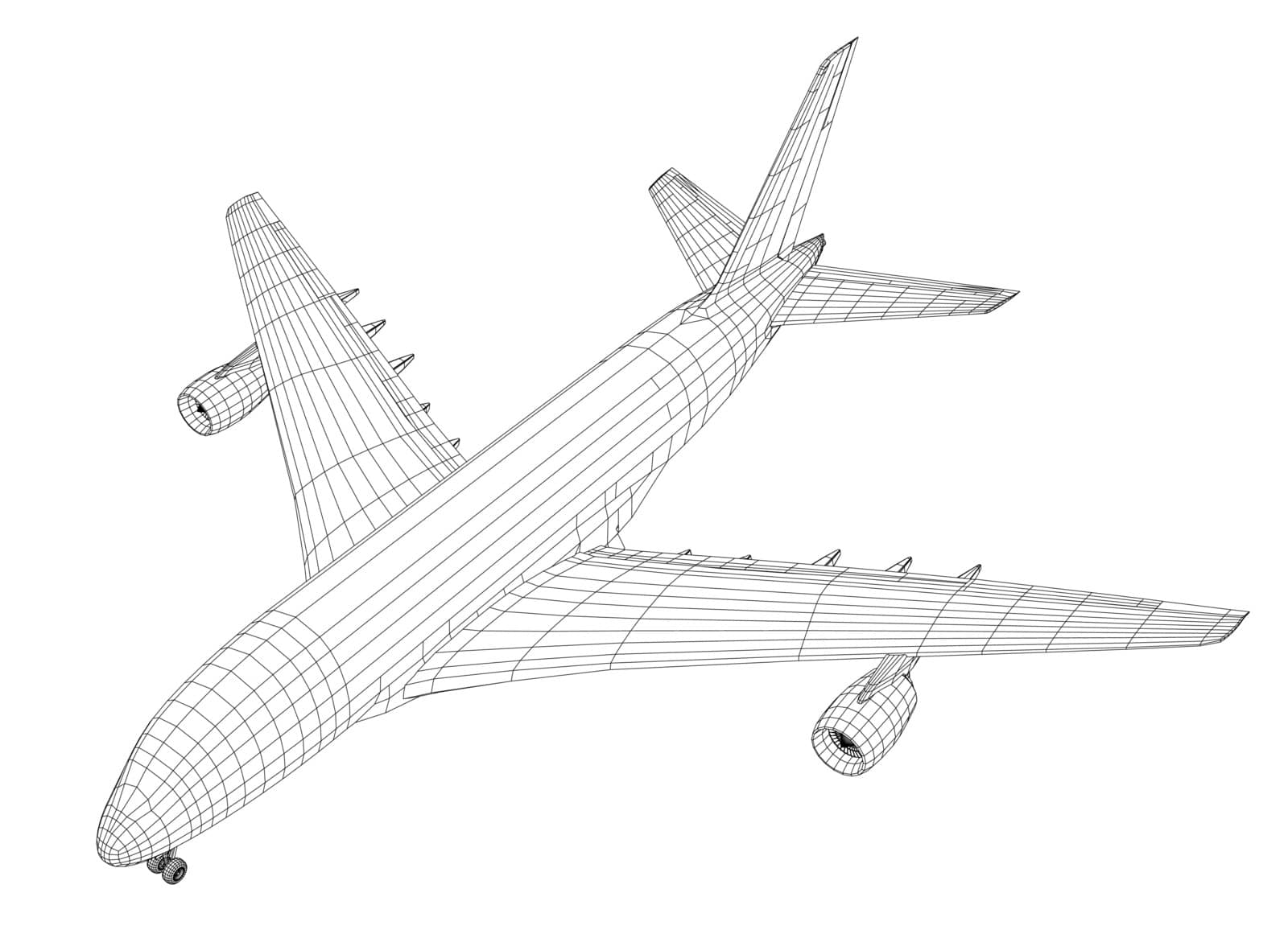 Airplane in wire-frame style by cherezoff
