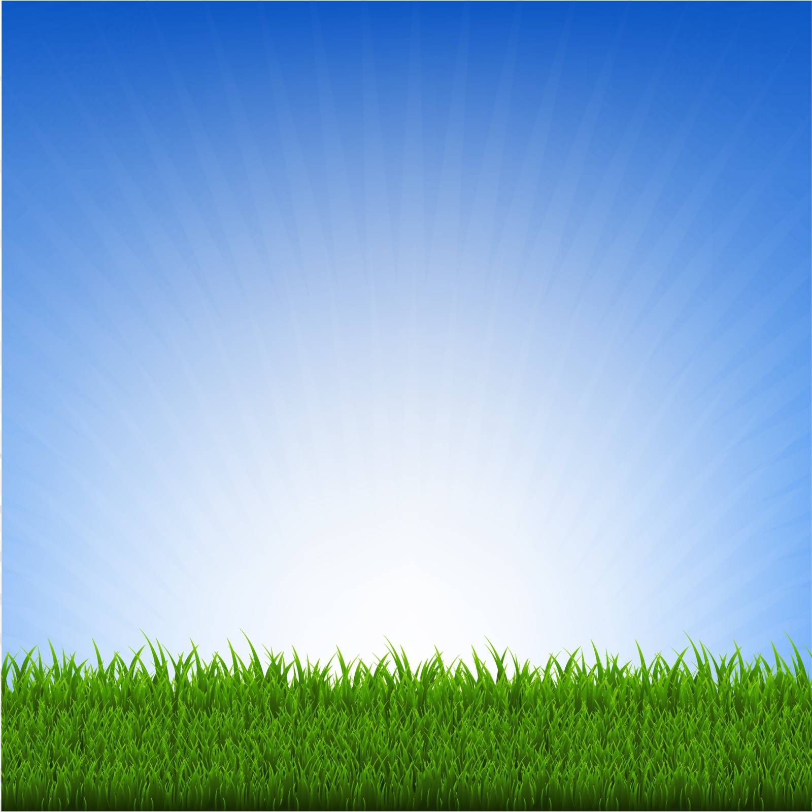 Grass And Sky, With Gradient Mesh, Vector Illustration