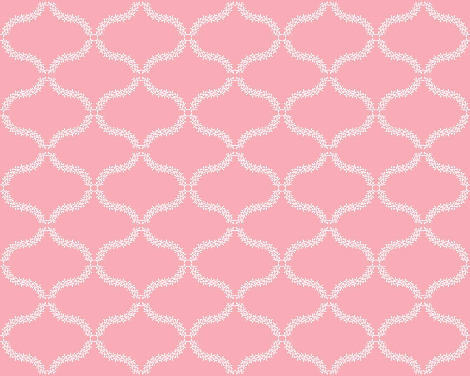 Seamless illustrated pattern made of white leaves and flowers on pink background
