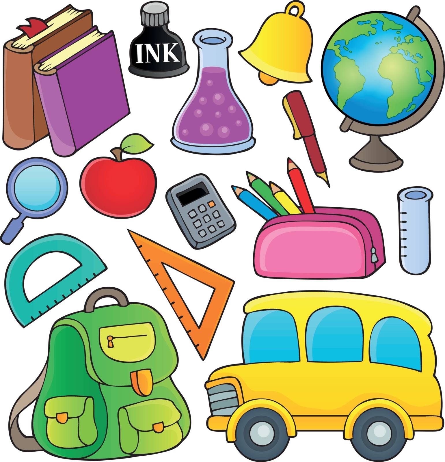 School related objects collection 1 - eps10 vector illustration.