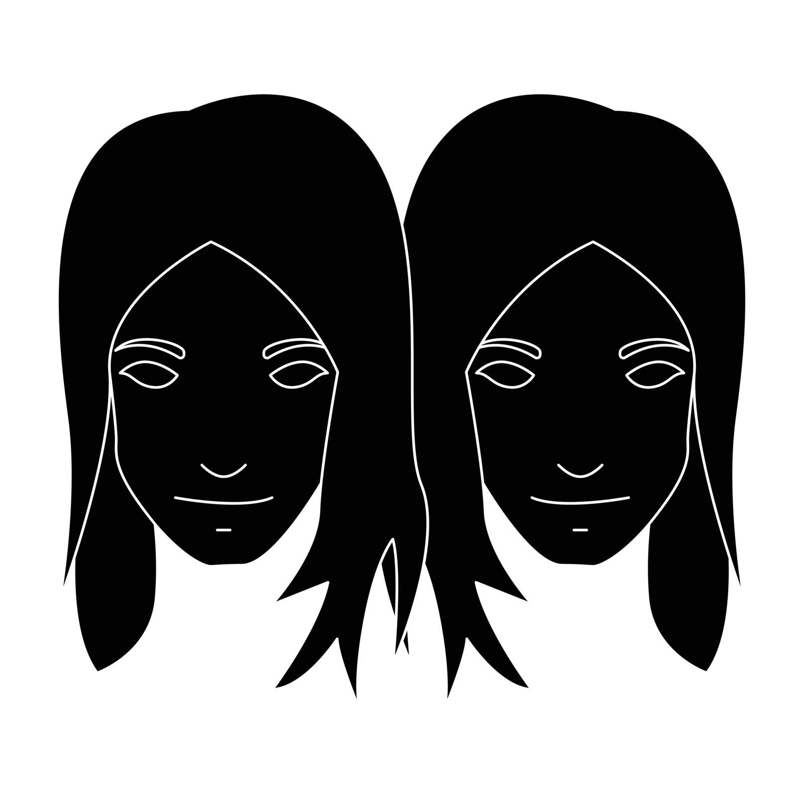 Simple flat black gemini icon vector