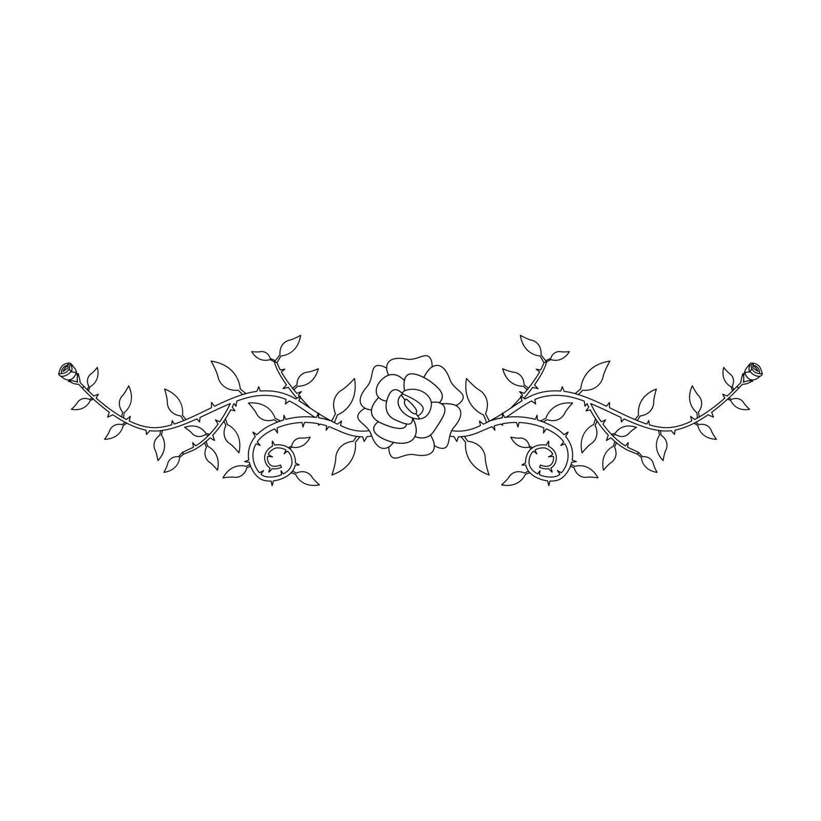 Simple thin line rose ornament icon vector