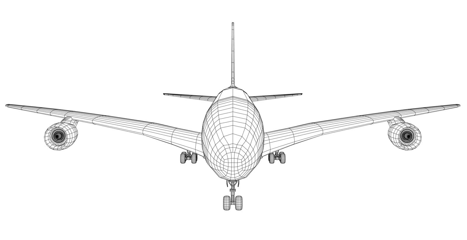 Airplane in wire-frame style. EPS 10 vector format. Vector rendering of 3d