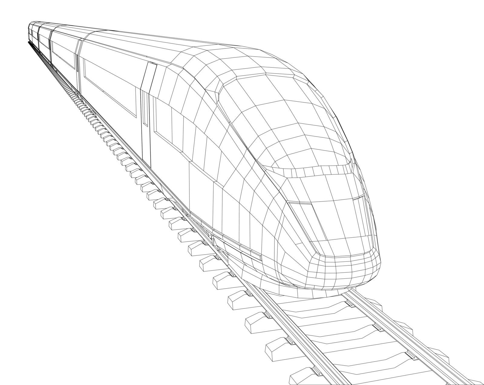 Train outline vector by cherezoff