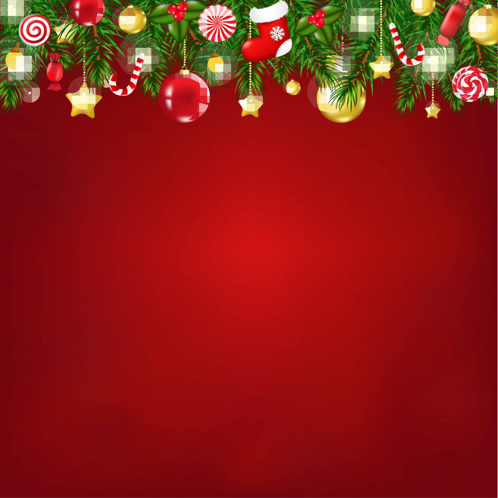 Christmas Composition With Gradient Mesh, Vector illustration