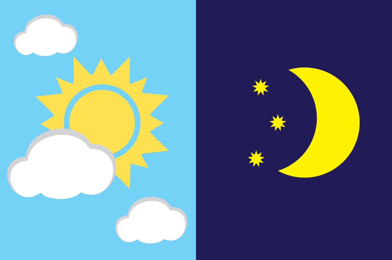 vector illustration of day and night background. moon and sun.