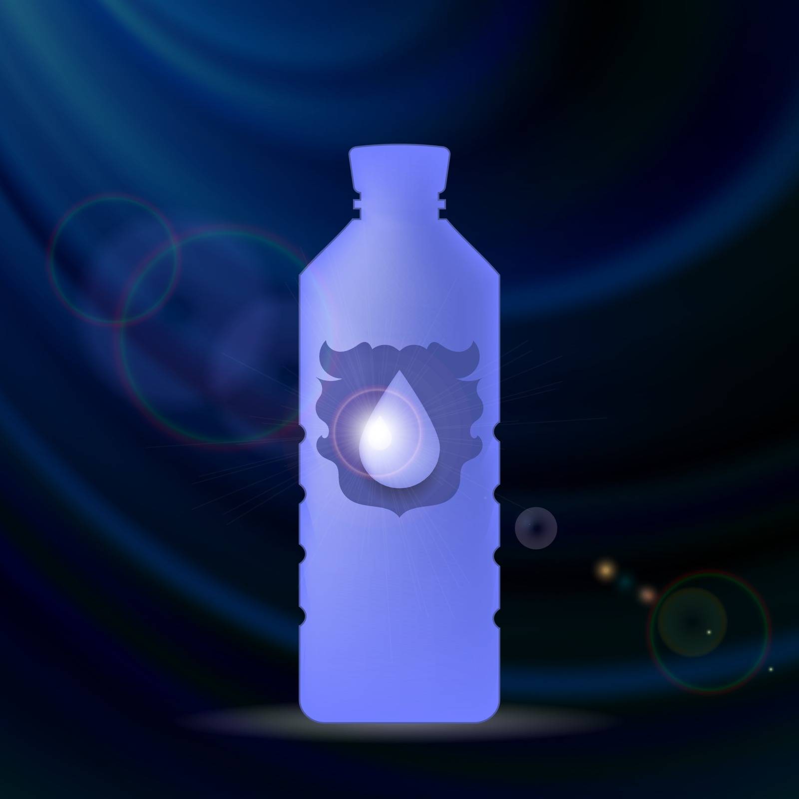 Mineral Water Plastic Bottle on Blue Wave Background