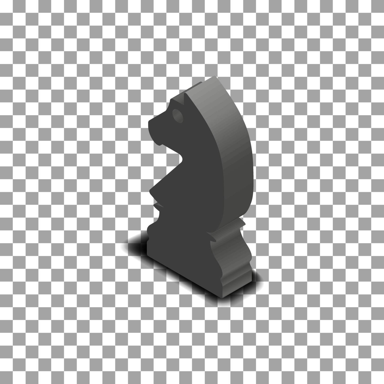 Photo realistic black horse chess piece. 3D isometric style, vector illustration.