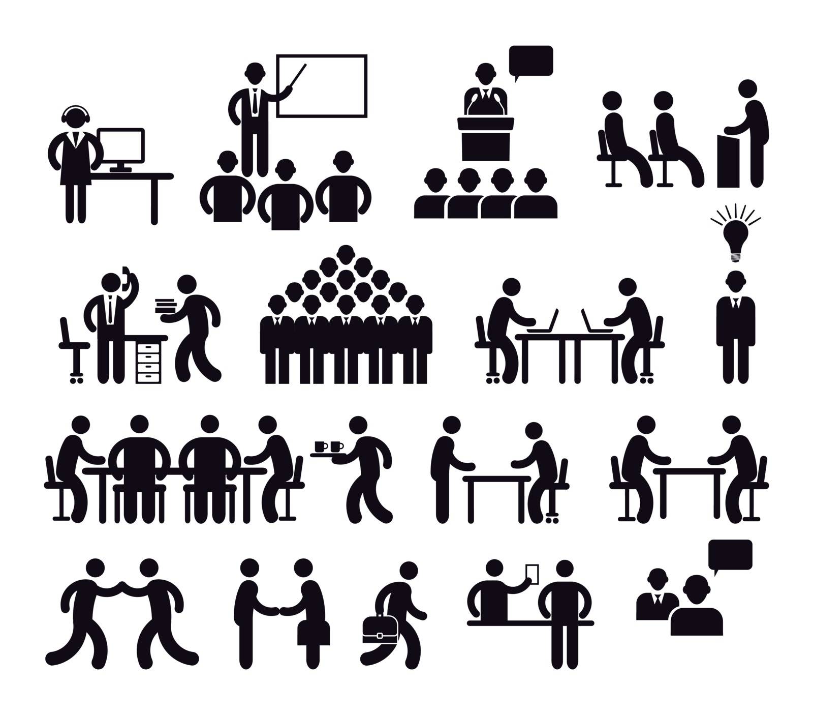 Workplace concept, pictogram illustration