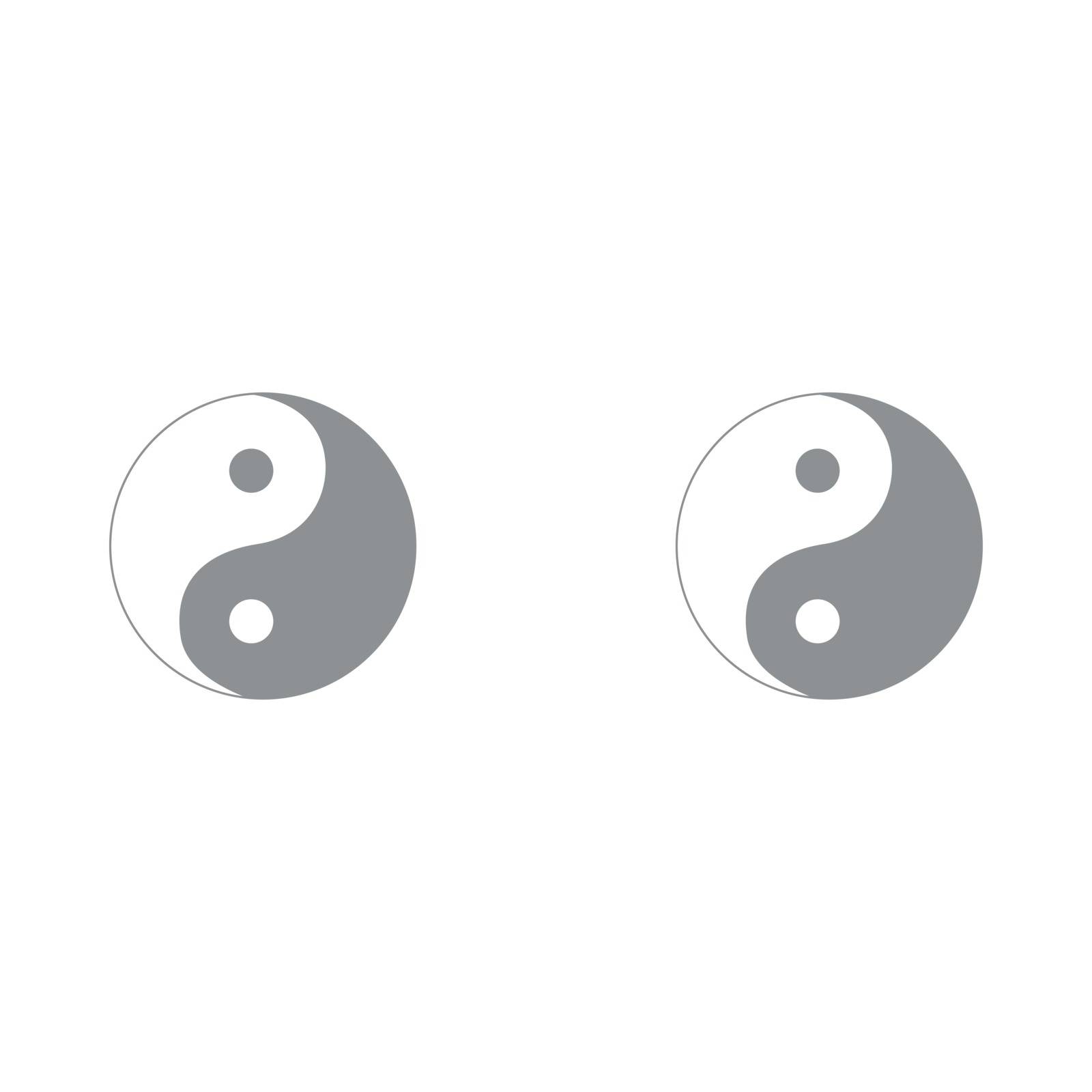 Yin Yang symbol grey set it is icon . Flat style .