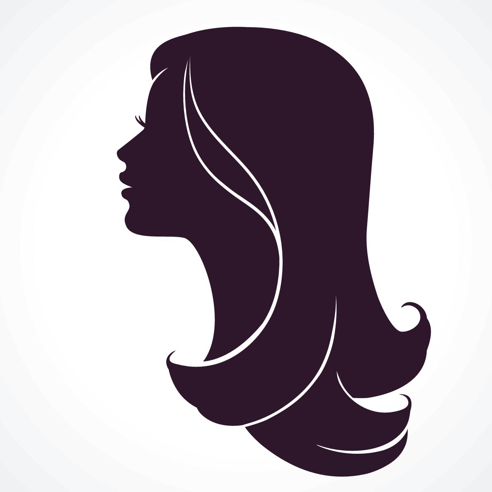 Woman face profile. Female head silhouette. Hairstyle long hair by ESSL