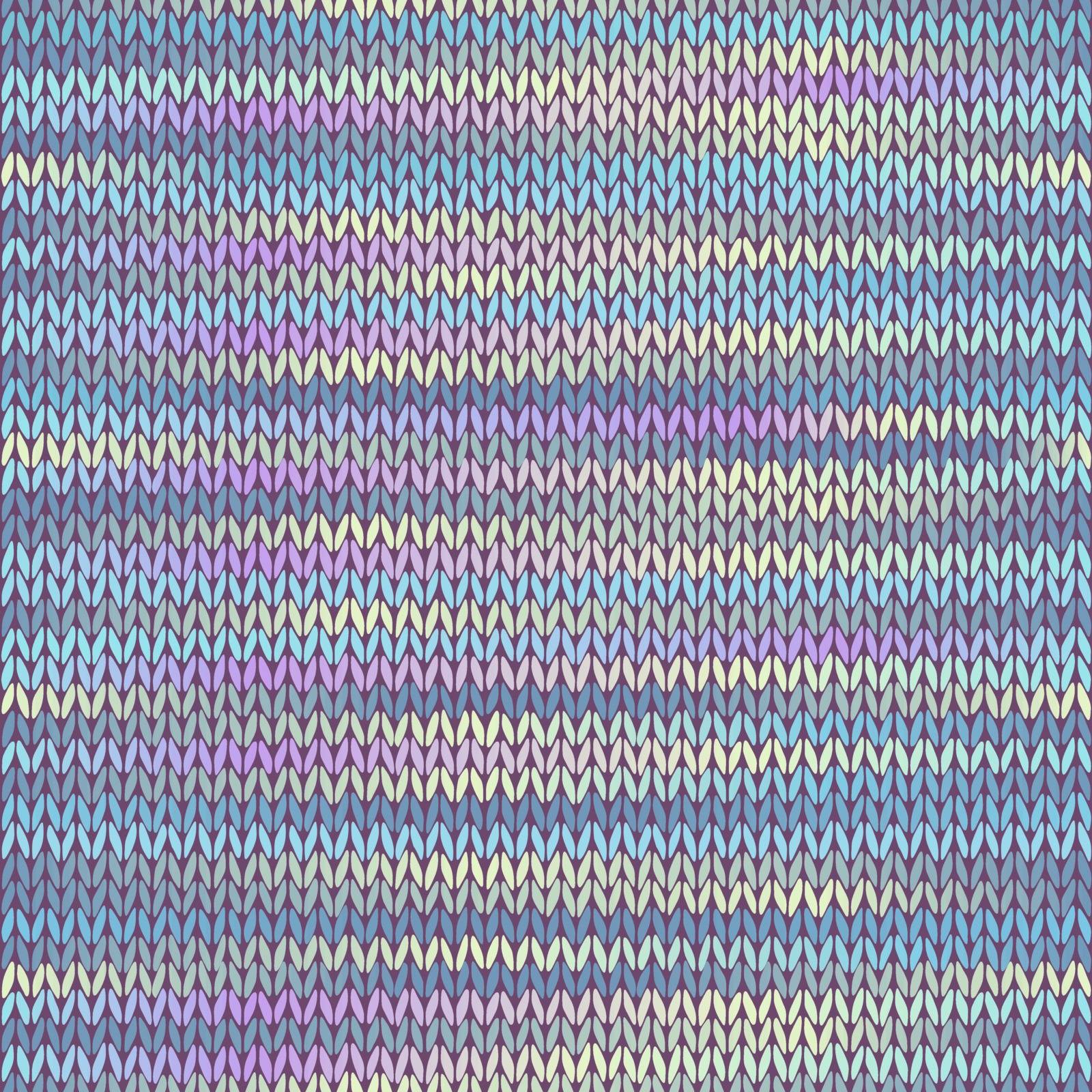 Fabric texture. Melange Seamless Knitted Pattern. Blue Yellow Pink Color Vector Illustration.