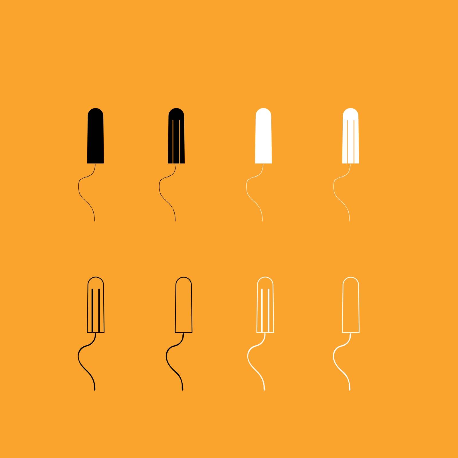 Women hygiene tampons it is set black and white icon .