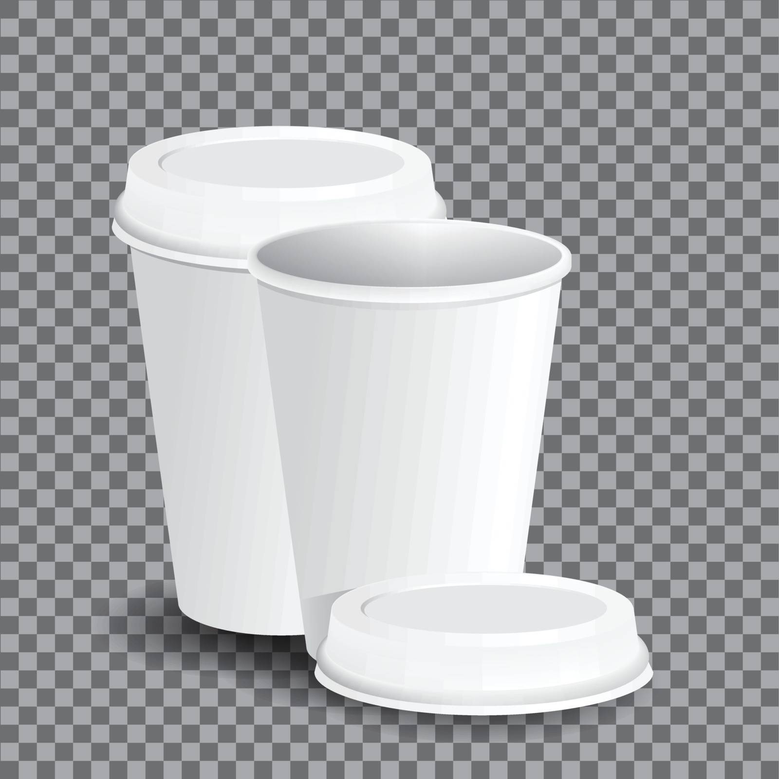 Coffee cups on transparency grid - vector illustration by solargaria