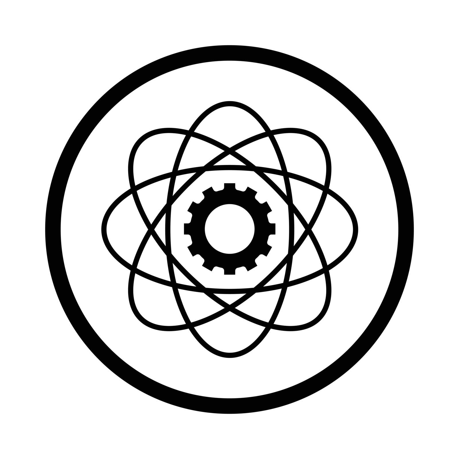 Science icon, iconic symbol inside a circle, on white background. Vector Iconic Design.