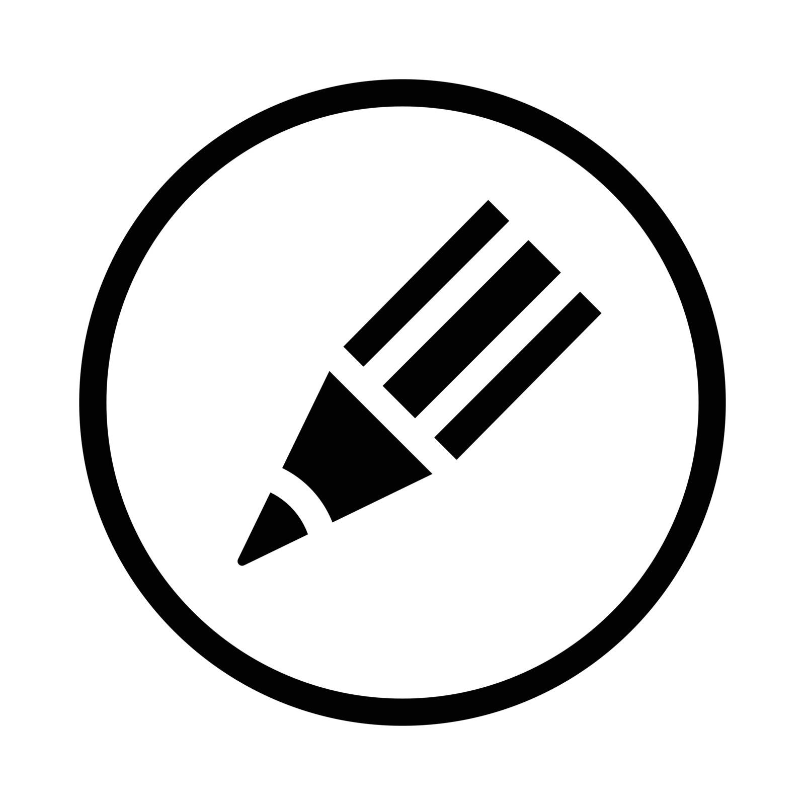 Pencil icon, iconic symbol inside a circle, on white background. Vector Iconic Design.
