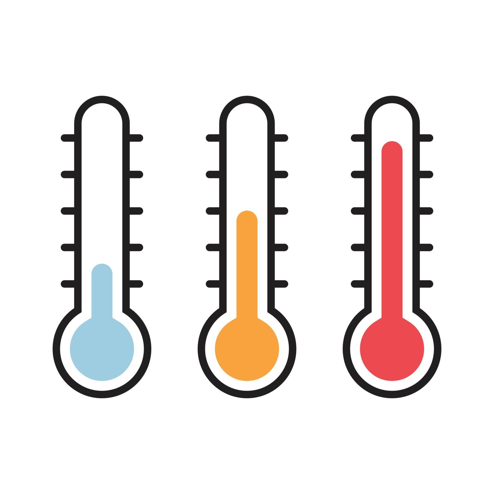 Vector Illustration of  Thermometer with warm and cool levels, flat style, EPS10.