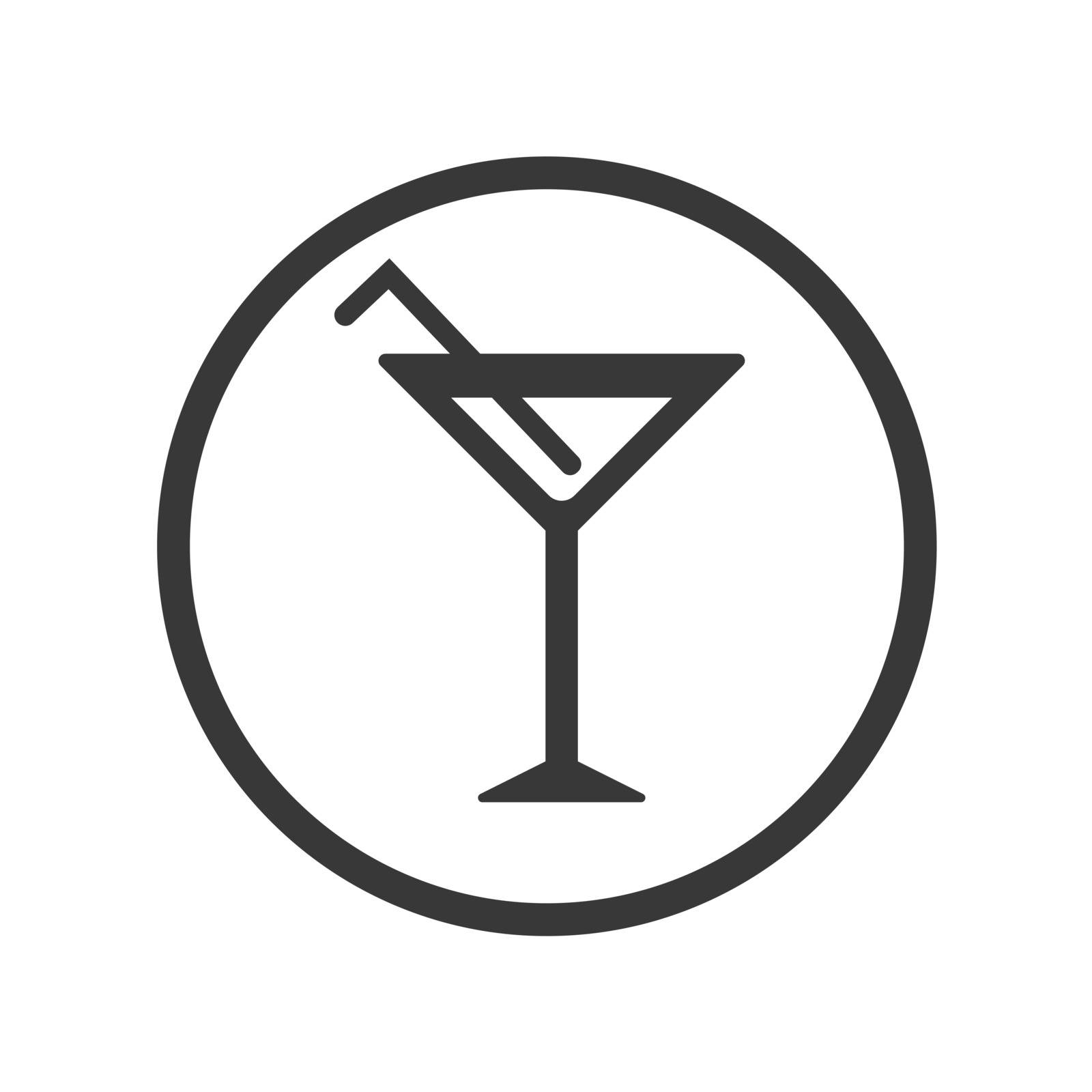 Cocktails icon, iconic symbol inside a circle, on white background.  Vector Iconic Design.