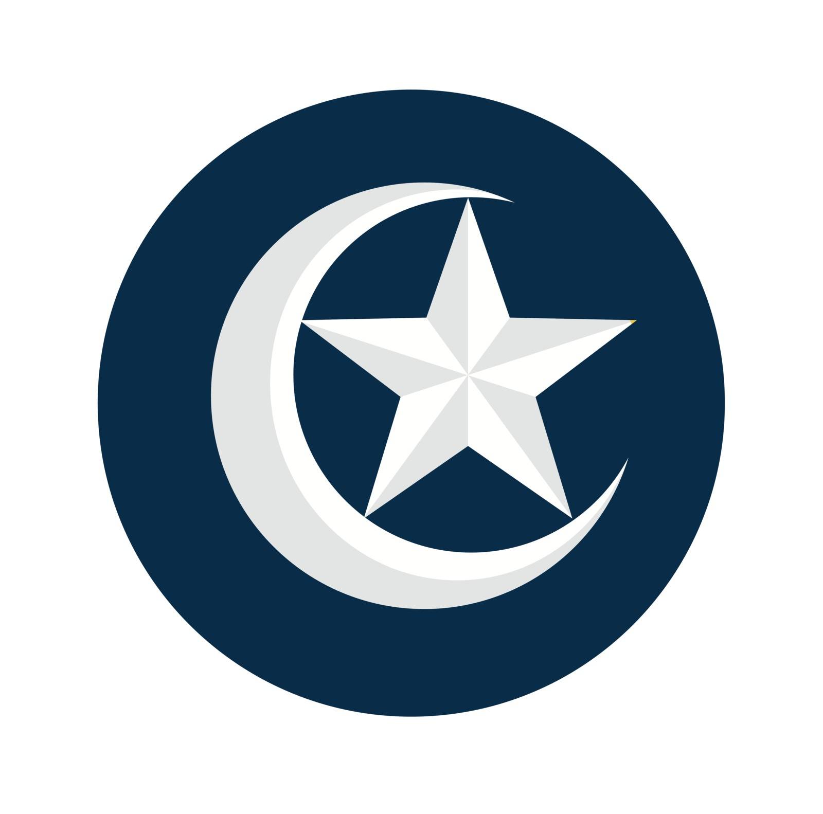 Islamic Flat Icon, Crescent star icon-Vector Flat Design  by solargaria