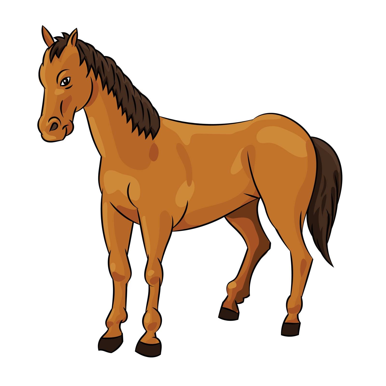 Illustration of Horse standing Isolated on white background. Children's illustration. Vector.

 