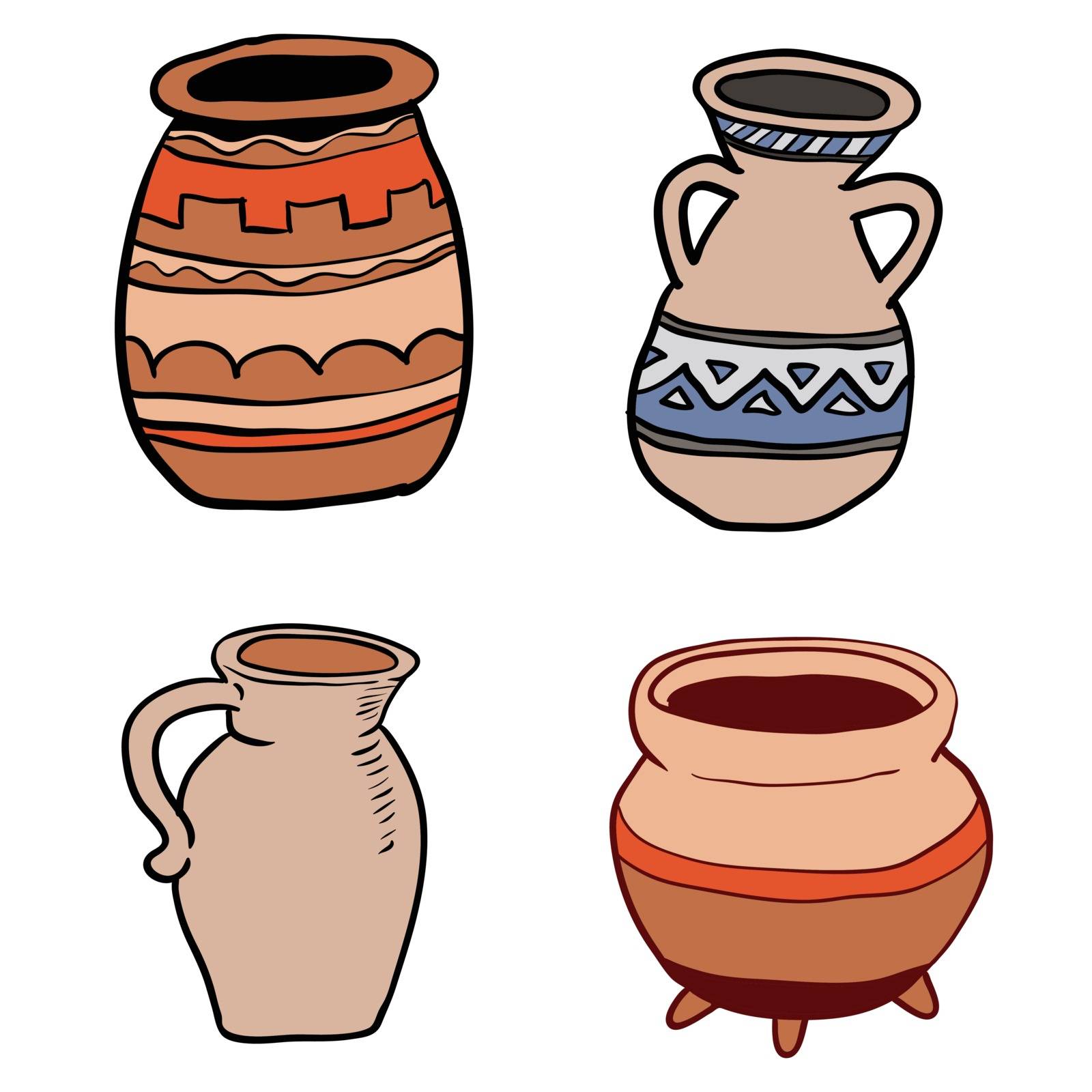 Illustration of Old Ceramic Utensils-Vector Illustration by solargaria