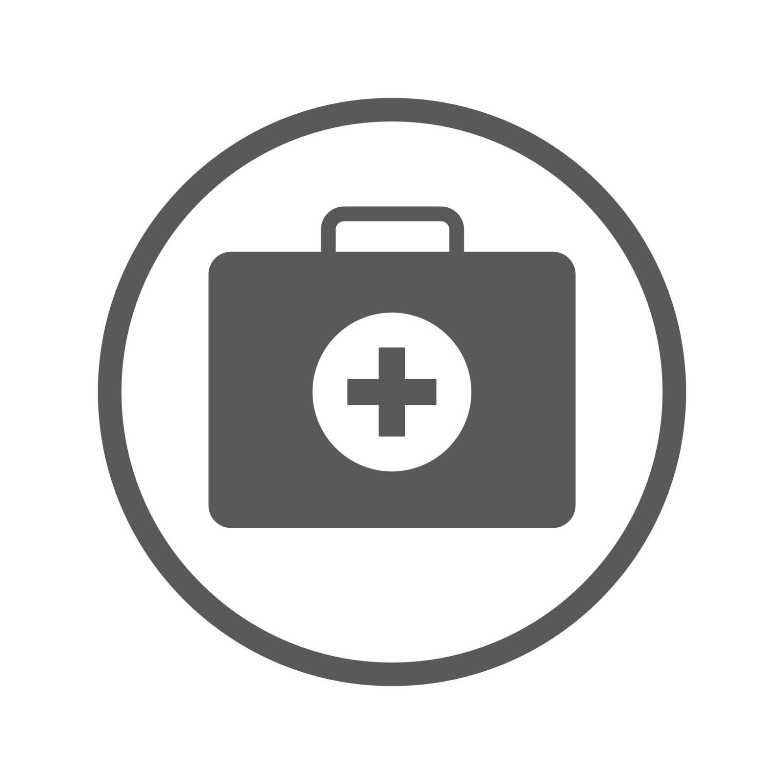 Linear First Aid Box icon, iconic symbol inside a circle, on white background. Vector Iconic Design.
