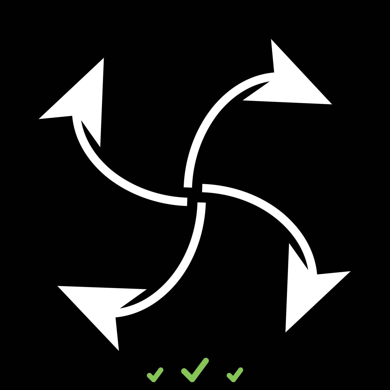 Four arrows in loop from center it is white icon . Flat style