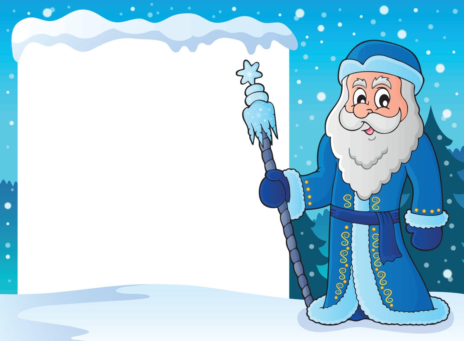 Snowy frame with Father Frost - eps10 vector illustration.