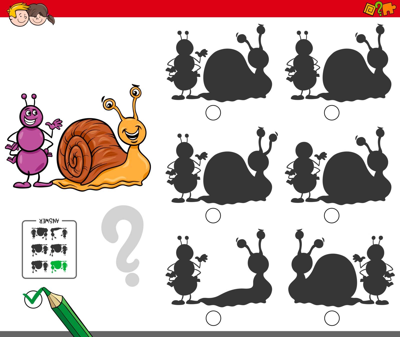 educational shadow game with ant and snail by izakowski