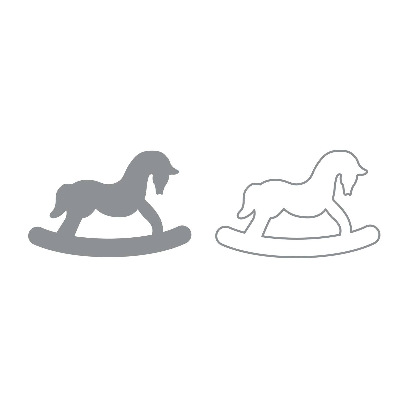 Toy horse icon. It is grey set .