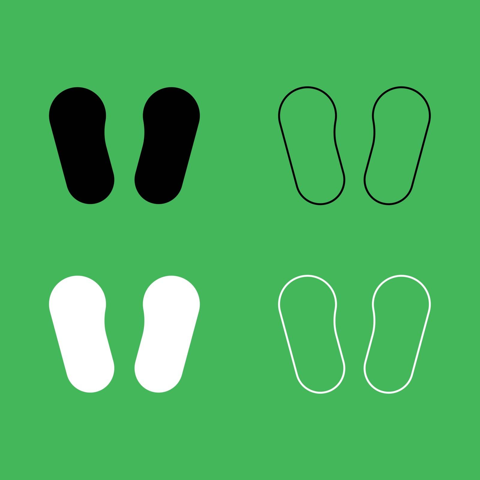 Baby footprint in footwear icon . Black and white color set .