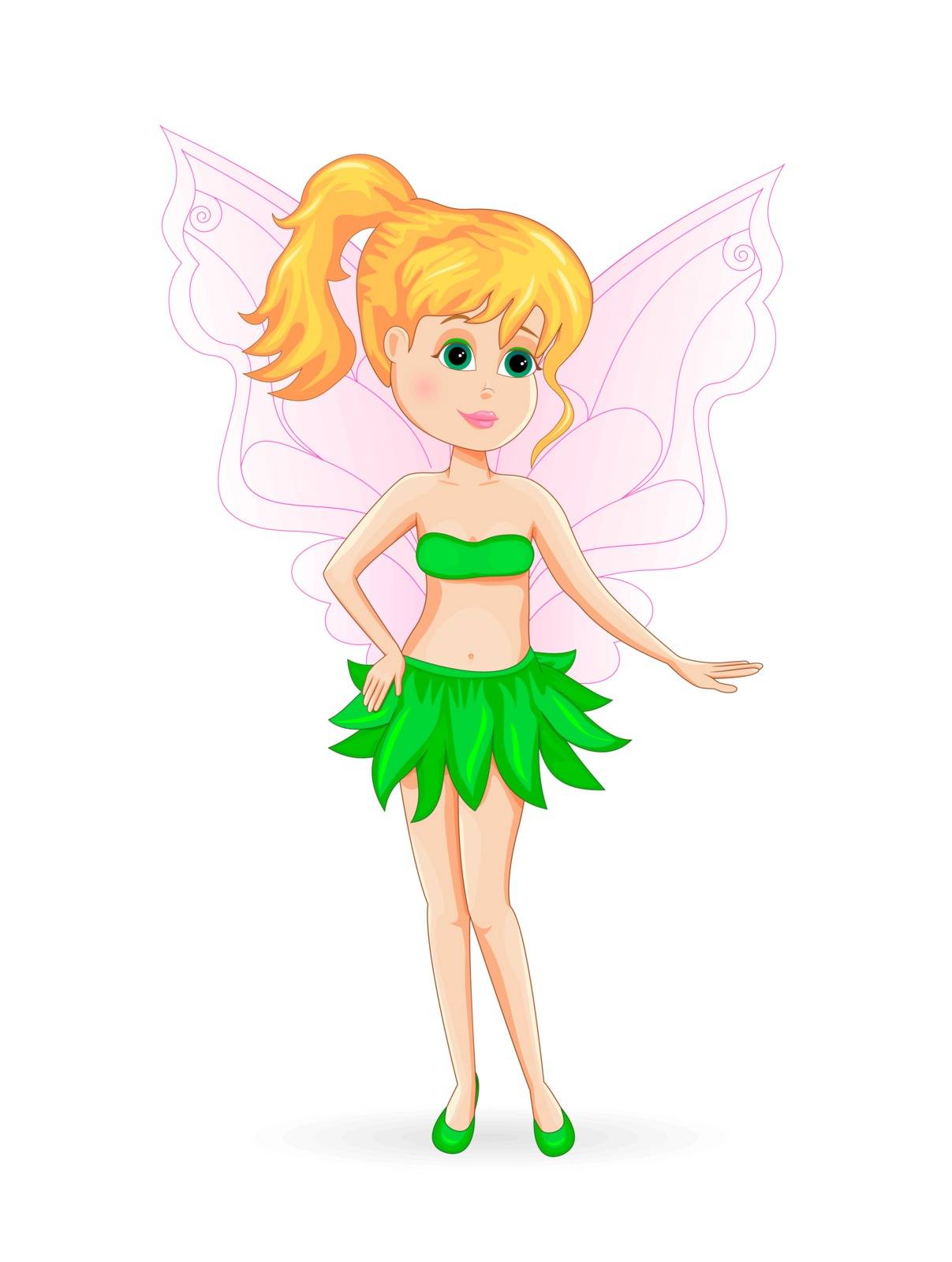 Green fairy. Cute fairy on a white background.