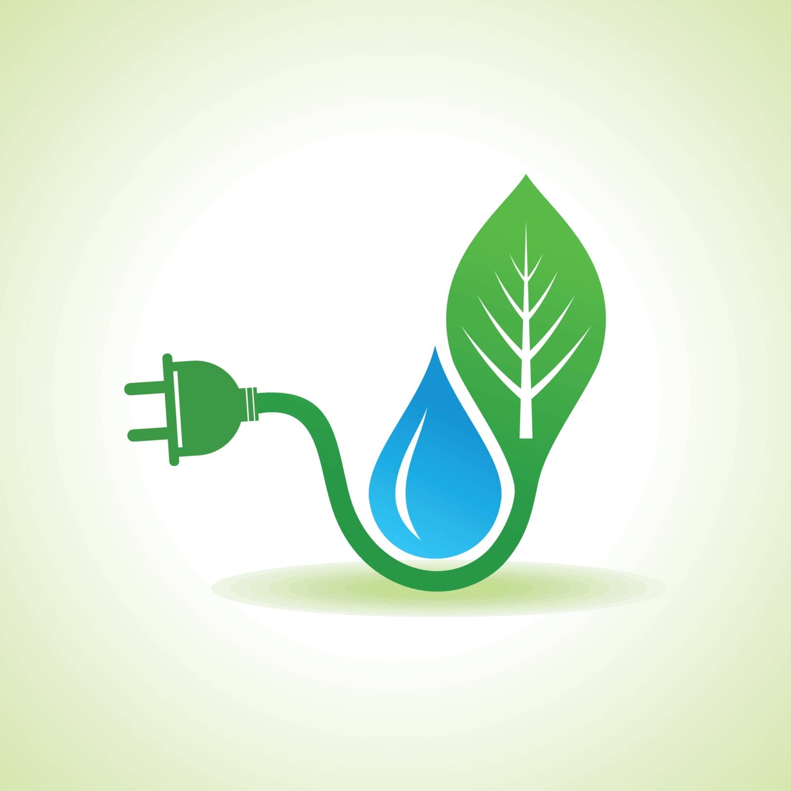 Eco Energy Concept with leaf,plug and water droplet stock vector
