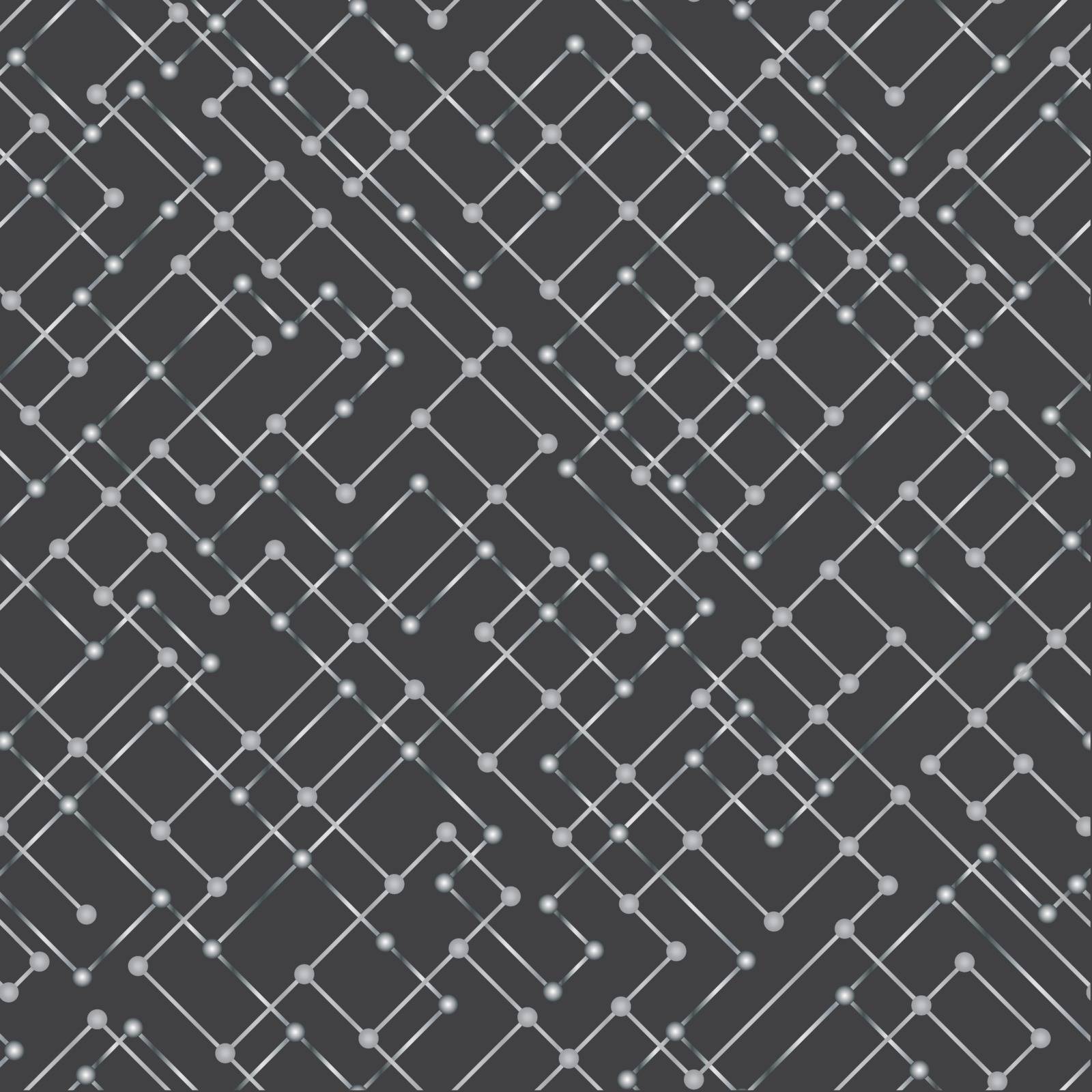 Messy connected dots seamless background. Wallpaper created from different small triangles created from connected dots. Molecular chaotic background. Seamless pattern.