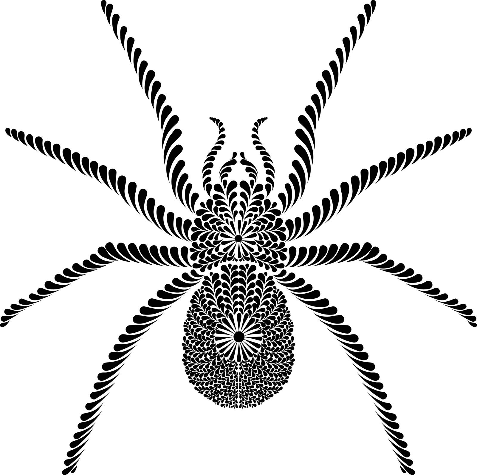 Stylish black tattoo spider isolated on white background