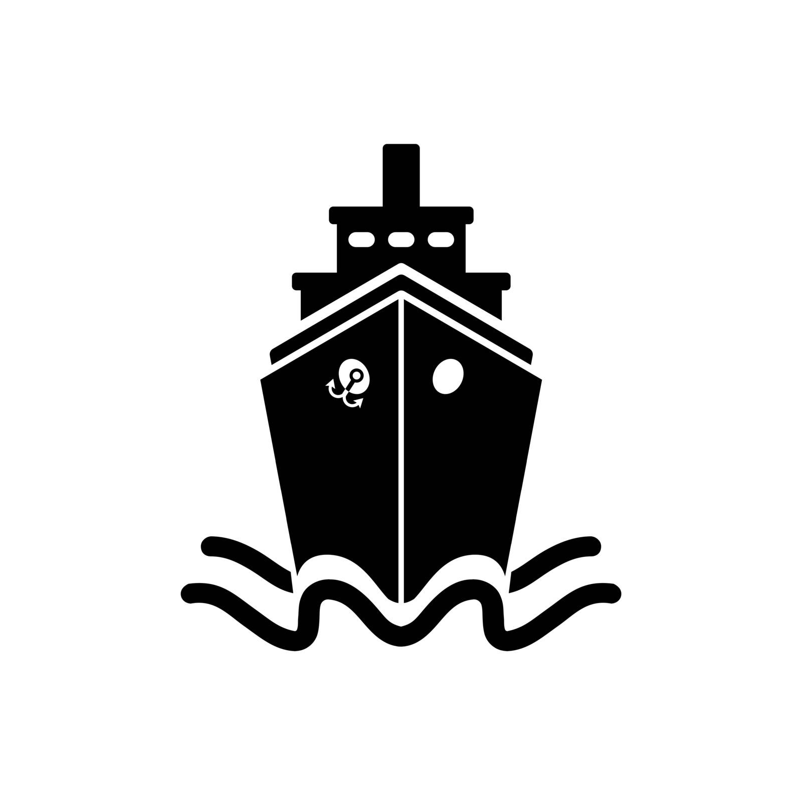 Ship icon in flat style. Black pictogram on white by veronawinner