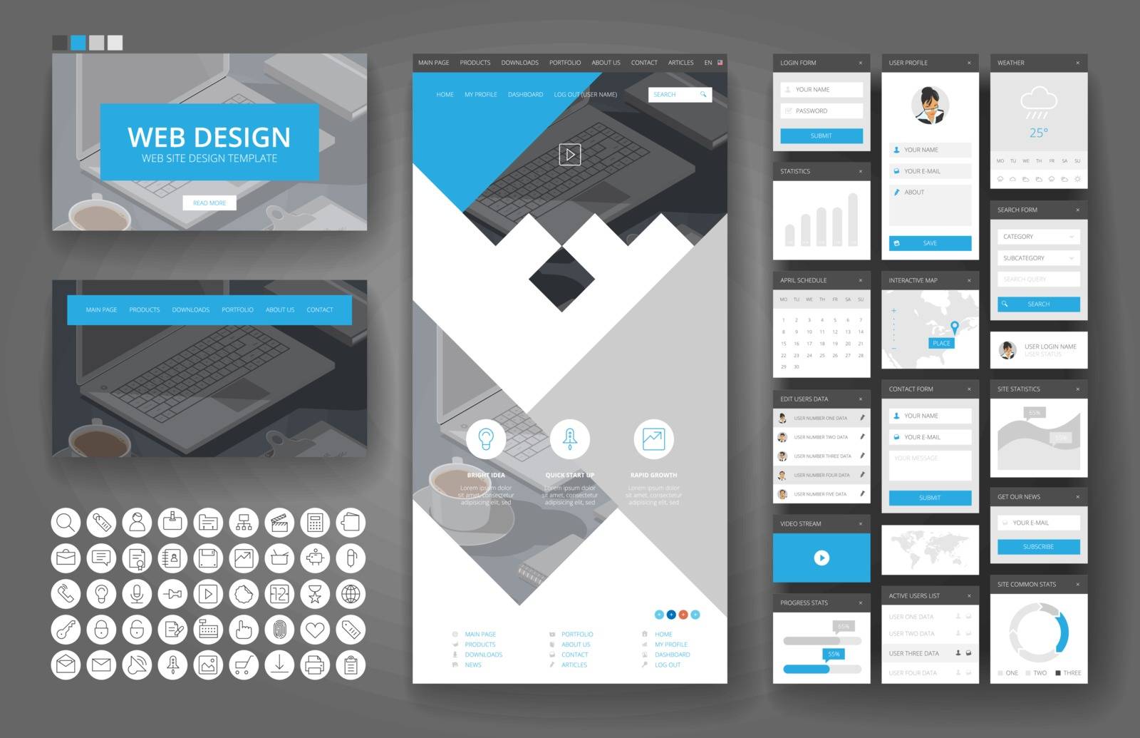 Website design template and interface elements by ildogesto