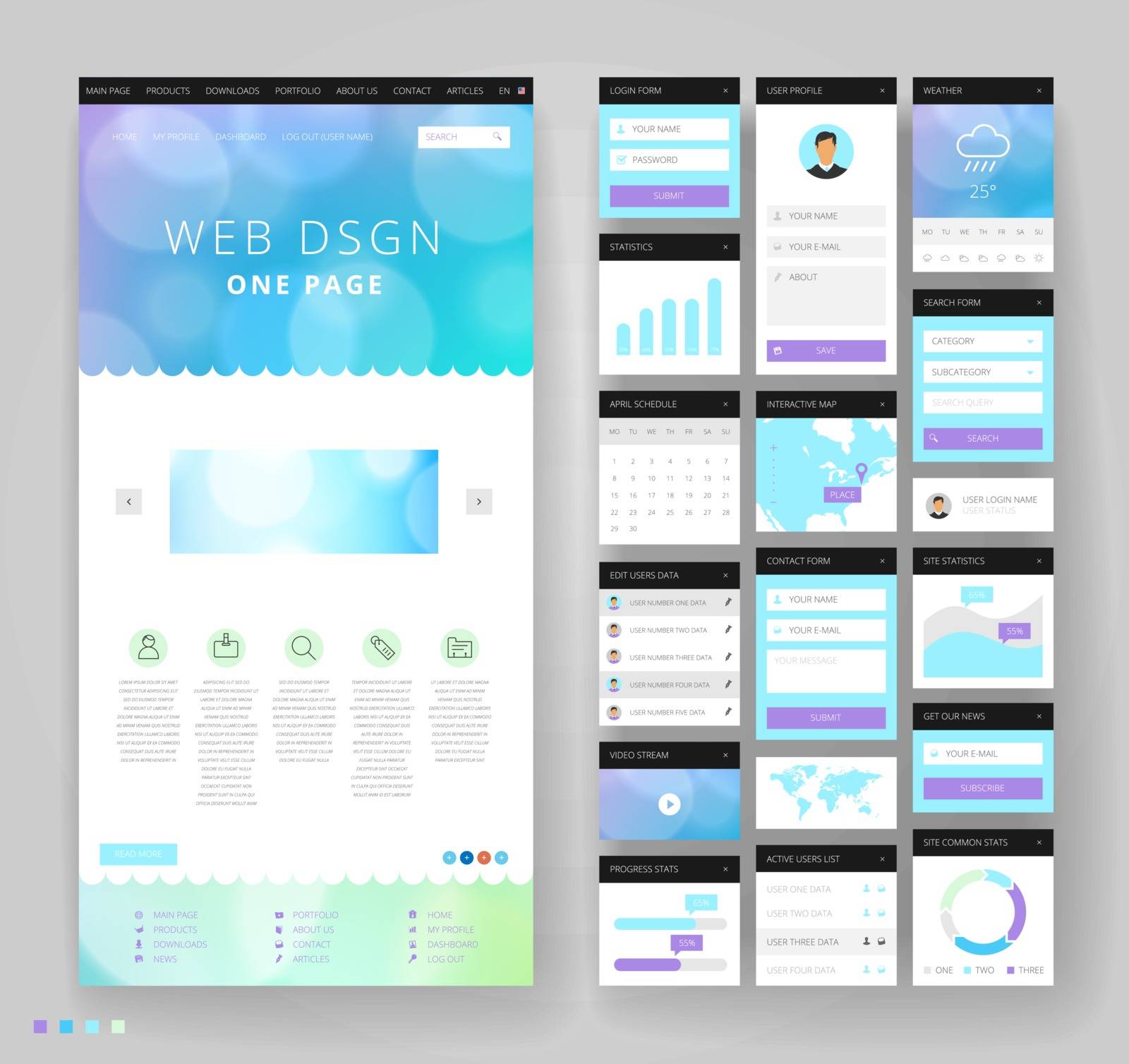 Website template design with interface elements by ildogesto