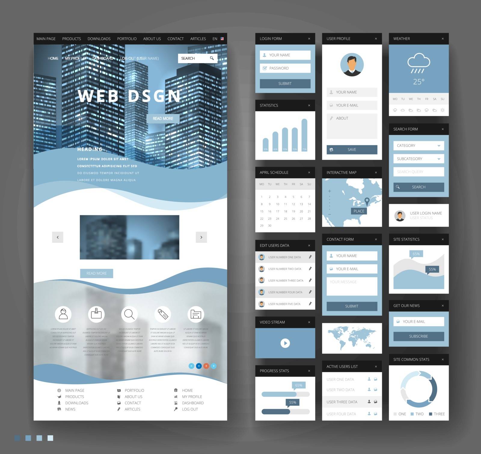 Website template design with interface elements by ildogesto