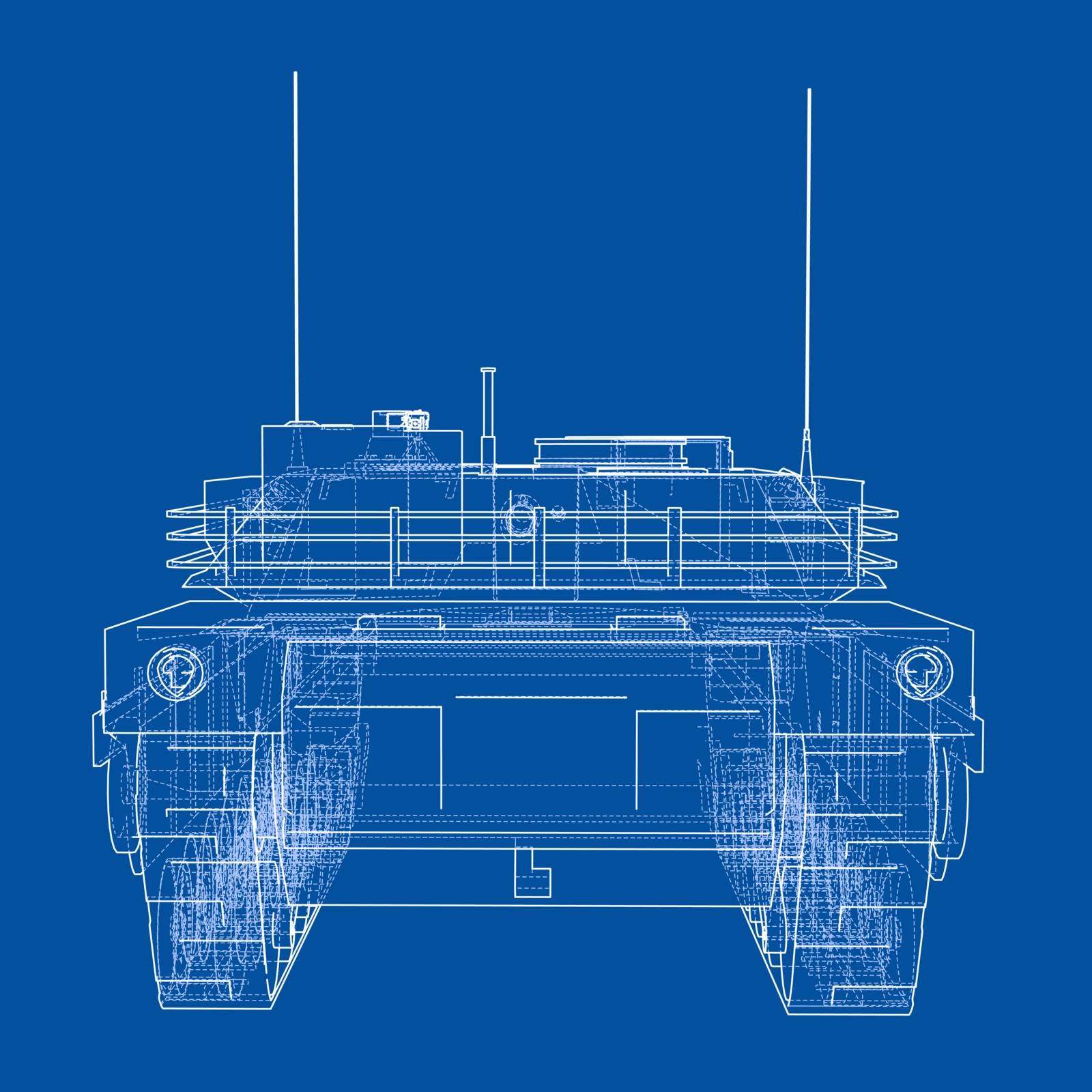 Blueprint of realistic tank by cherezoff